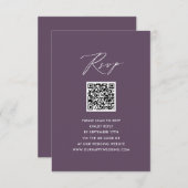 Mauve Elegant Script minimalistisch QR bruiloft RS Informatiekaartje (Voorkant / Achterkant)