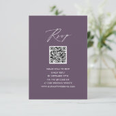 Mauve Elegant Script minimalistisch QR bruiloft RS Informatiekaartje (Staand voorkant)