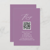 Mauve Elegant Script minimalistisch QR bruiloft RS Informatiekaartje (Voorkant / Achterkant)