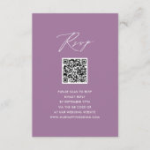 Mauve Elegant Script minimalistisch QR bruiloft RS Informatiekaartje (Voorkant)