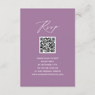 Mauve Elegant Script minimalistisch QR bruiloft RS Informatiekaartje