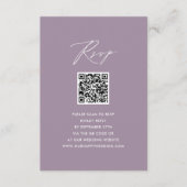 Mauve Elegant Script minimalistisch QR bruiloft RS Informatiekaartje (Voorkant)