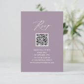 Mauve Elegant Script minimalistisch QR bruiloft RS Informatiekaartje (Staand voorkant)