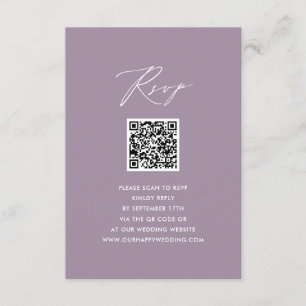 Mauve Elegant Script minimalistisch QR bruiloft RS Informatiekaartje