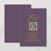 Mauve Elegant Script minimalistisch QR bruiloft RS Informatiekaartje (Voorkant / Achterkant)
