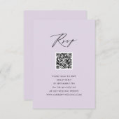 Mauve Elegant Script minimalistisch QR bruiloft RS Informatiekaartje (Voorkant / Achterkant)