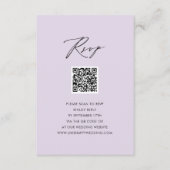 Mauve Elegant Script minimalistisch QR bruiloft RS Informatiekaartje (Voorkant)