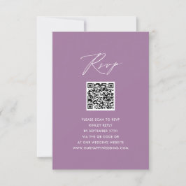 Mauve Elegant Script minimalistisch QR bruiloft RS RSVP Kaartje