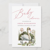 Mauve Elegant Script minimalistisch zwaan Baby sho Kaart (Voorkant)