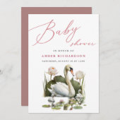 Mauve Elegant Script minimalistisch zwaan Baby sho Kaart (Voorkant / Achterkant)