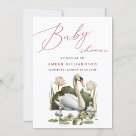 Mauve Elegant Script minimalistisch zwaan Baby sho Kaart