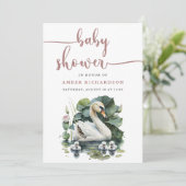 Mauve Elegant Script minimalistisch zwaan Baby sho Kaart (Staand voorkant)