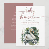 Mauve Elegant Script minimalistisch zwaan Baby sho Kaart (Voorkant / Achterkant)