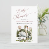 Mauve Elegant Script minimalistisch zwaan Baby sho Kaart (Staand voorkant)