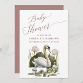 Mauve Elegant Script minimalistisch zwaan Baby sho Kaart (Voorkant / Achterkant)