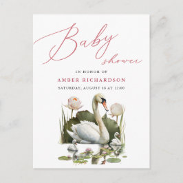 Mauve Elegant Script minimalistisch zwaan Baby sho Uitnodiging Briefkaart