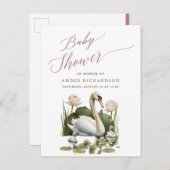 Mauve Elegant Script minimalistisch zwaan Baby sho Uitnodiging Briefkaart (Voorkant / Achterkant)