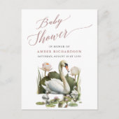 Mauve Elegant Script minimalistisch zwaan Baby sho Uitnodiging Briefkaart (Voorkant)