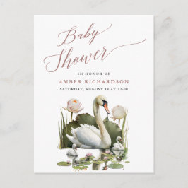 Mauve Elegant Script minimalistisch zwaan Baby sho Uitnodiging Briefkaart