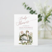 Mauve Elegant Script minimalistisch zwaan Baby sho Uitnodiging Briefkaart (Staand voorkant)