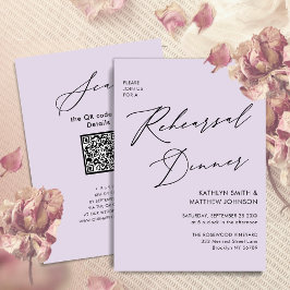 Mauve Elegant Script repetitie diner minimaal QR Kaart