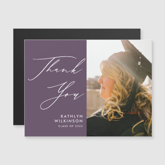 Mauve Elegant Script Simple Afstuderen Hartelijk d (Voorkant / Achterkant)