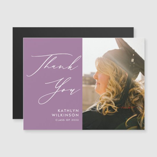 Mauve Elegant Script Simple Afstuderen Hartelijk d (Voorkant / Achterkant)