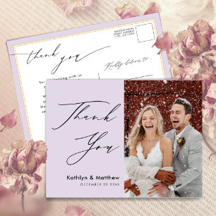 Mauve Elegant Script Simple Wedding Bedankt Briefkaart