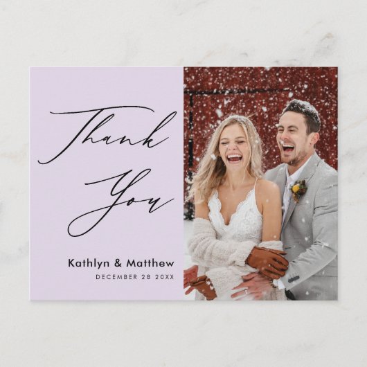 Mauve Elegant Script Simple Wedding Bedankt Briefkaart (Voorkant)