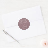 Mauve Elegant Script Wedding Dank u Ronde Sticker (Envelop)