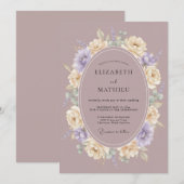 Mauve Elegante Botanische Bruiloft Kaart (Voorkant / Achterkant)