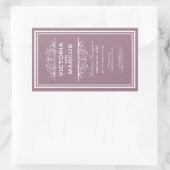 Mauve Elegante Bruiloft Monogram Wijnfles Rechthoekige Sticker (Tas)