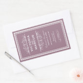 Mauve Elegante Bruiloft Monogram Wijnfles Rechthoekige Sticker (Envelop)