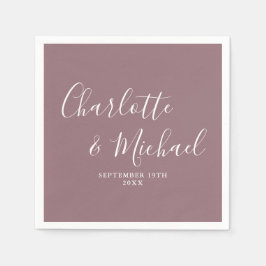 Mauve Elegante Handtekening Script Trouw Servet