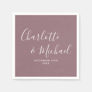 Mauve Elegante Handtekening Script Trouw Servet