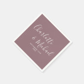 Mauve Elegante Handtekening Script Trouw Servet (Hoek)