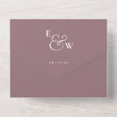 Mauve Elegante Minimalistische Monogram QR Code Tr All In One Uitnodiging (Achterkant)