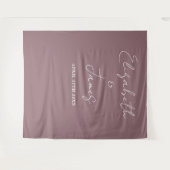 Mauve Elegante Minimalistische Wedding Foto Achter Wandkleed (Voorkant (horizontaal))