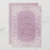 Mauve elegante romantische vintage bruiloft menu (Voorkant / Achterkant)
