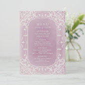 Mauve elegante romantische vintage bruiloft menu (Staand voorkant)