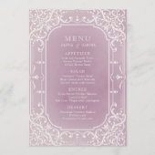 Mauve elegante romantische vintage bruiloft menu (Voorkant)