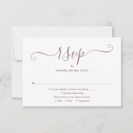 Mauve Elegante Script Bruiloft RSVP Kaartje