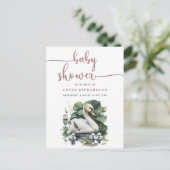 Mauve Elegante Script Minimalistische Zwaan Baby S Uitnodiging Briefkaart (Staand voorkant)