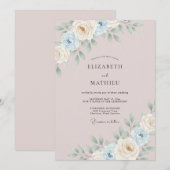 Mauve Elegante Waterverf Bruiloft Kaart (Voorkant / Achterkant)