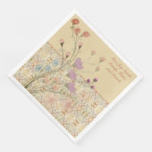 Mauve en beige bloem servet (Hoek)