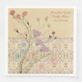Mauve en beige bloem servet (Voorkant)