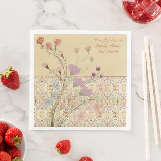 Mauve en beige bloem servet (Insitu)