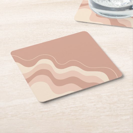 Mauve en beige vloeibare Abstracte Kartonnen Onderzetters (Schuin)
