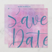 Mauve en Blue Save the Date Card & Envelope (Voorkant / Achterkant)