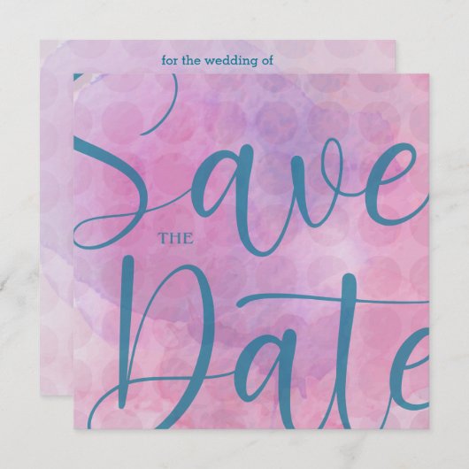Mauve en Blue Save the Date Card & Envelope (Voorkant / Achterkant)